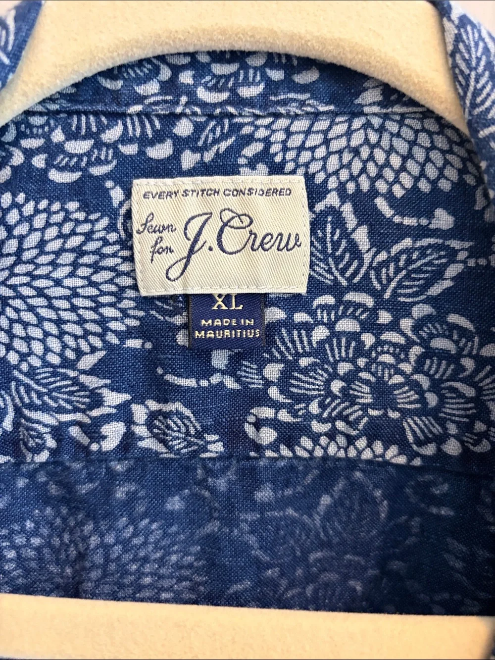 J. Crew Navy and White Floral Short-Sleeve Button-Down Shirt